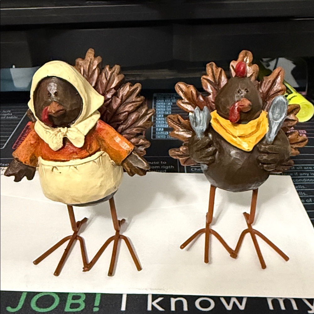 Turkey Figurines male and femaleThanksgiving Autumn Harvest 4.5"